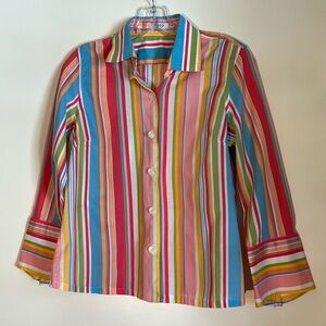 IZOD colorful striped collared blouse